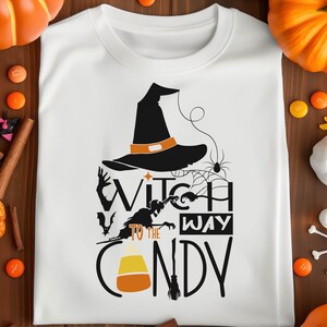 Witch way to the candy SVG cutting file, Halloween SVG, Silhouette, Cricut, t-shirt design, clipart, digital download, PNG file, sublimation