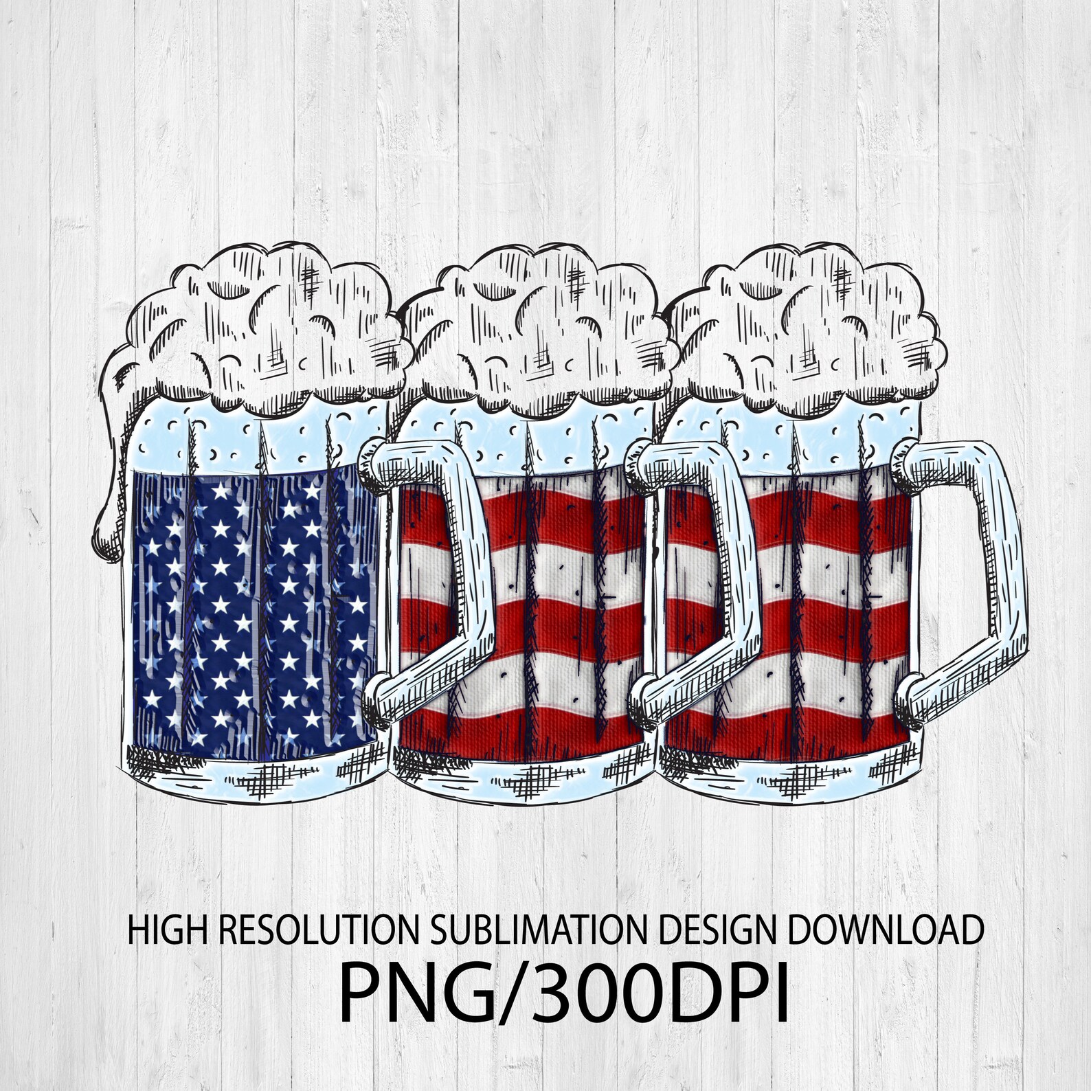 American Flag Beer PNG File for Sublimation Printing DTG - Etsy