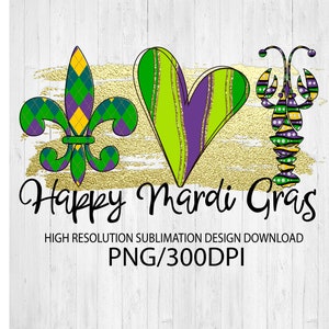 Happy Mardi Gras PNG file for sublimation printing DTG printing - Sublimation design download - T-shirt design sublimation design
