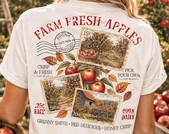 Farm Fresh Apples Orchard Watercolor PNG | Fall Sublimation Design (Digital Download)