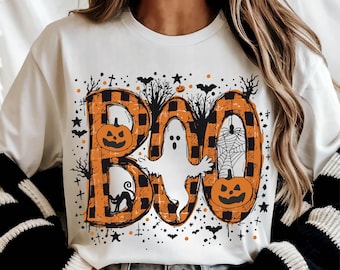 BOO PNG file digital download, dtg, dtf, t-shirt designs, graphic tee, Halloween PNG, Halloween clipart, spooky, fall, October
