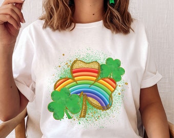 Rainbow Clover PNG, St. Patrick's Day Shirt Design (Digital Download)