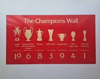 Liverpool FC Champions Wall Blood Red - Metal - Magnetic numbers 610x330 Spray Painting