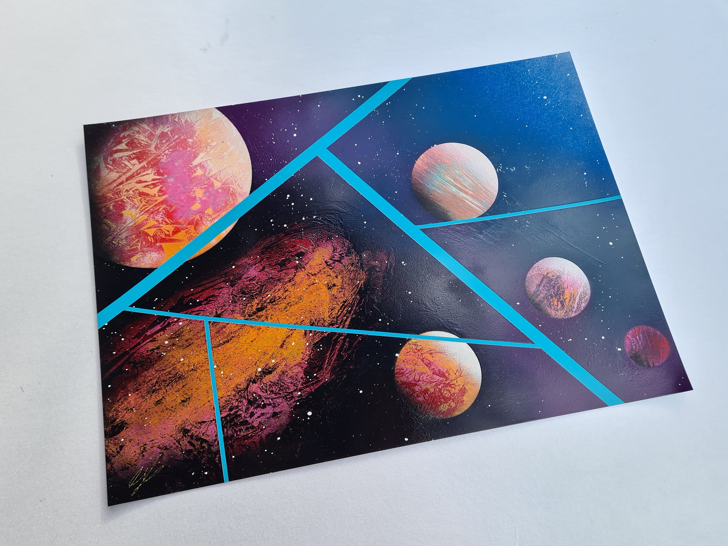 Abstract galaxy Blue Spray Art Painting A3 Etsy