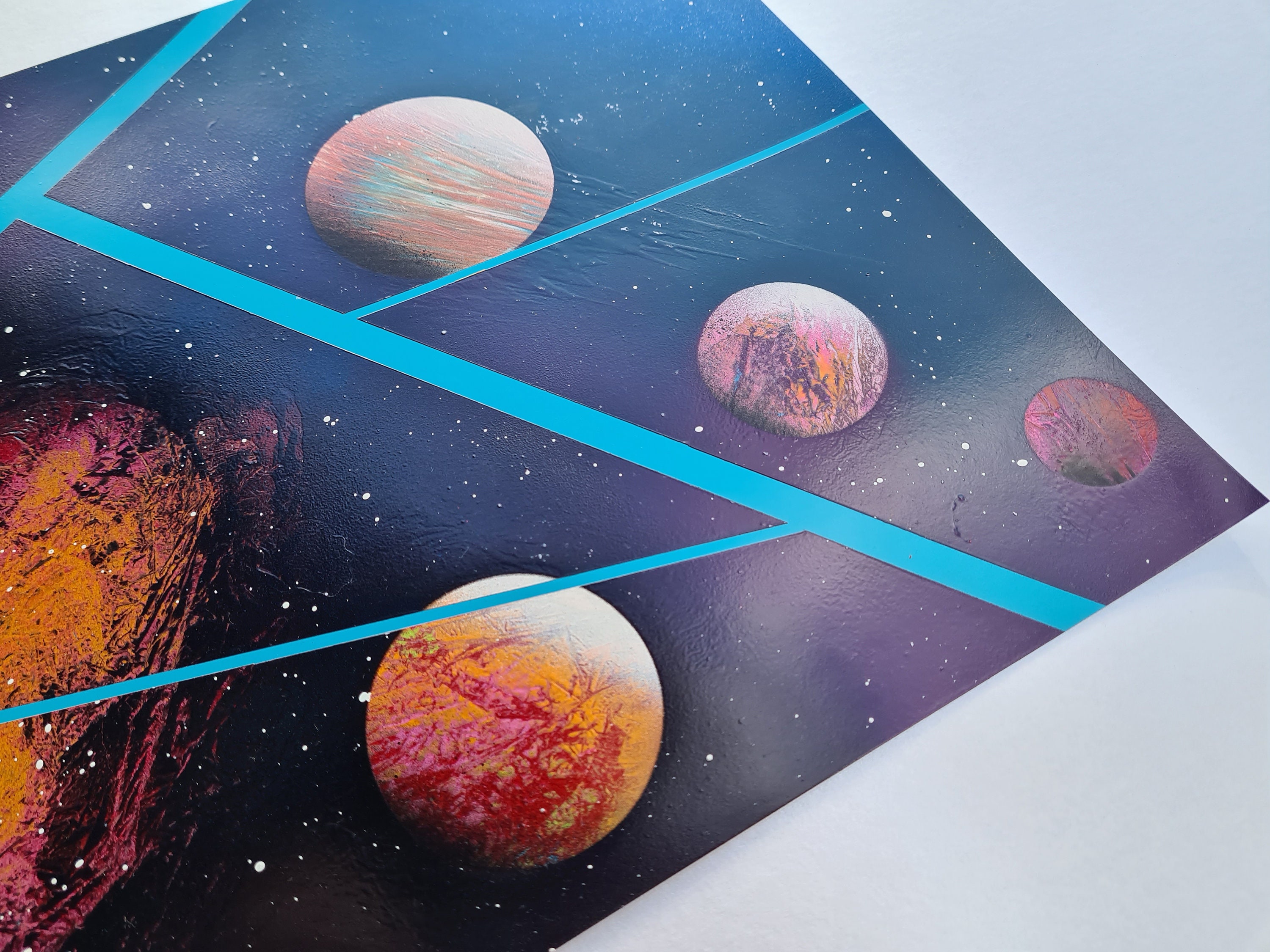 Abstract Galaxy Blue Spray Art Painting A3 Etsy