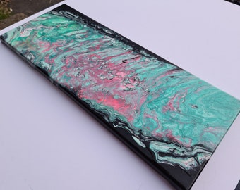 Flow Glow - Acrylic pour art - Glow in the dark painting on canvas -500x195mm