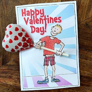Lollipop-Valentinstagskarten, digital druckbare Lollipop-Valentinstagskarte, Kinder-Valentinstagskarte, Klassenzimmer-Valentinstag, Lollipop-Treaty-Tag