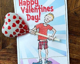 Printable Lollipop Valentine Cards: Kids Classroom Treat Tags (Digital Download)