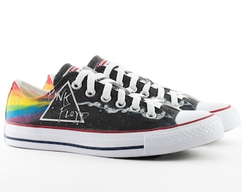 Pink Floyd Fan art custom converse dark side of the moon inspired custom shoes gift sneakers low top