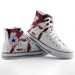 David Bowie Fan Art custom converse / aladdin sane inspired personalized shoes / sneakers gift