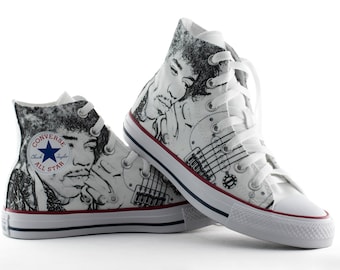 Hendrix fan art drawing custom converse custom shoes fender stratocaster