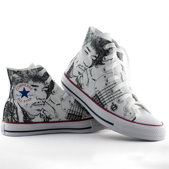 Jimi Hendrix Drawing Custom Converse Custom Shoes Fender - Etsy
