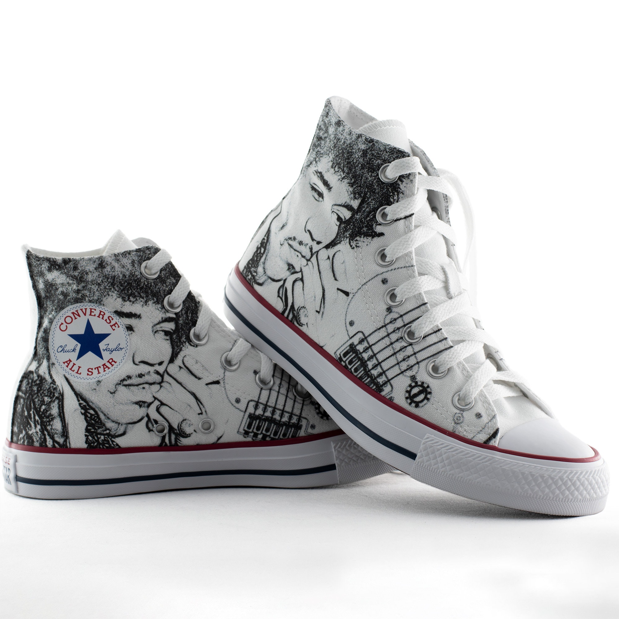 Jimi Hendrix Drawing Custom Converse Custom Fender Etsy