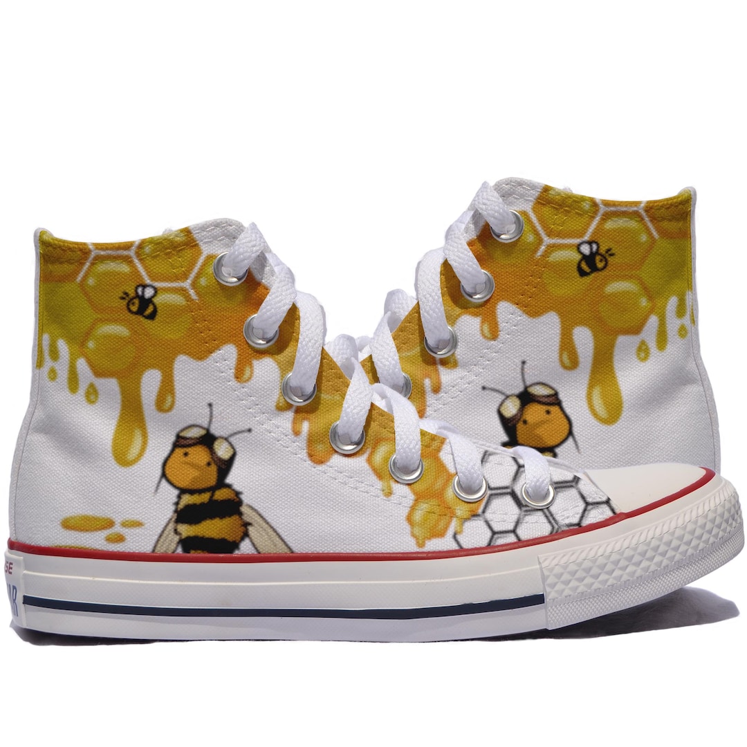 Honey Bee Gifts Pattern Print Black Sneaker Shoes For Men Women