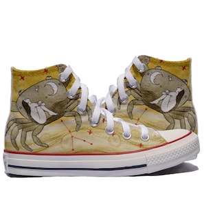 Cancer Zodiac Custom Converse Sneakers: DTG Printed Astrology Shoes