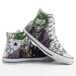 Joker fan art custom converse comic supervillain custom shoes personalized sneakers  gift