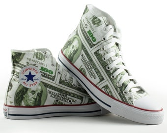 Money custom shoes dollar converse customized personalized gift