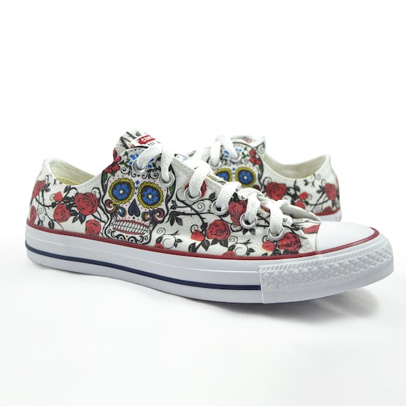 Mexican Skull Custom Shoes Low Top Calavera Custom Sneakers Catrina Painted Shoes Personalized Converse Sugar Skull Roses Custom Made Gift Etsy