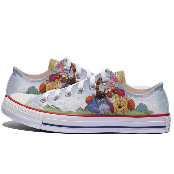 Customized painted Winnie the Pooh Converse low top shoes friends Tigger Piglet Eeyore personalized sneakers custom made Pooh Bear gift