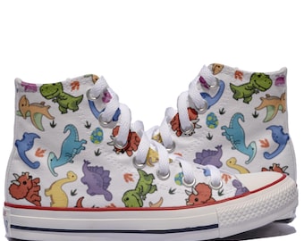 Dinosaur custom Converse DIno custom shoes sneakers science Paleontology  painted shoes custom made personalized gift