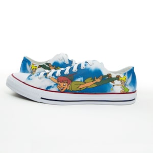 Peter Pan inspired custom Converse neverland custom shoes tinker bell personalized custom made gift custom sneakers painted shoes