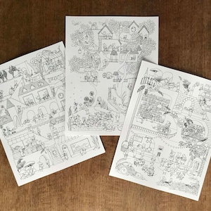 Detaljerade målarbilder med musstad, Nature Whimsy (PDF-nedladdning)