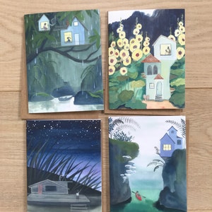 Whimsical Greeting Cards, Paintings of Tiny Houses, Blank Greeting