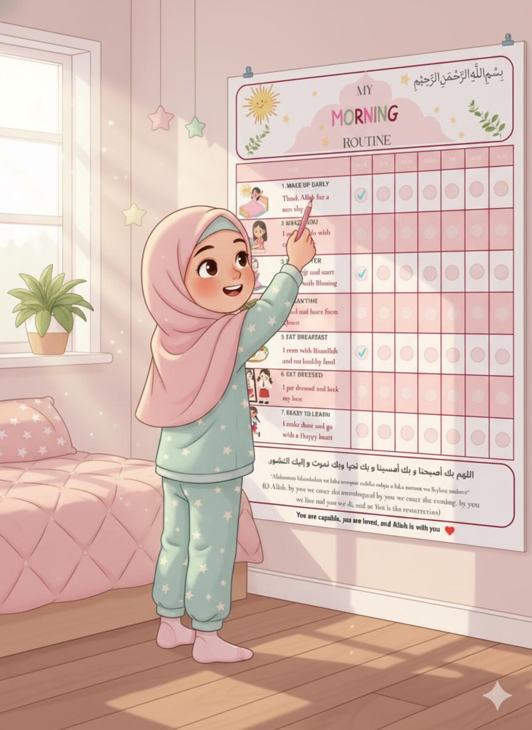 Islamic Morning Routine Chart for Kids Printable | Muslim Daily ...