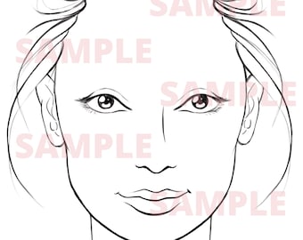 Face Chart with NO EYEBROWS PDF Template Digital Download Microblading Template Brow Shaping