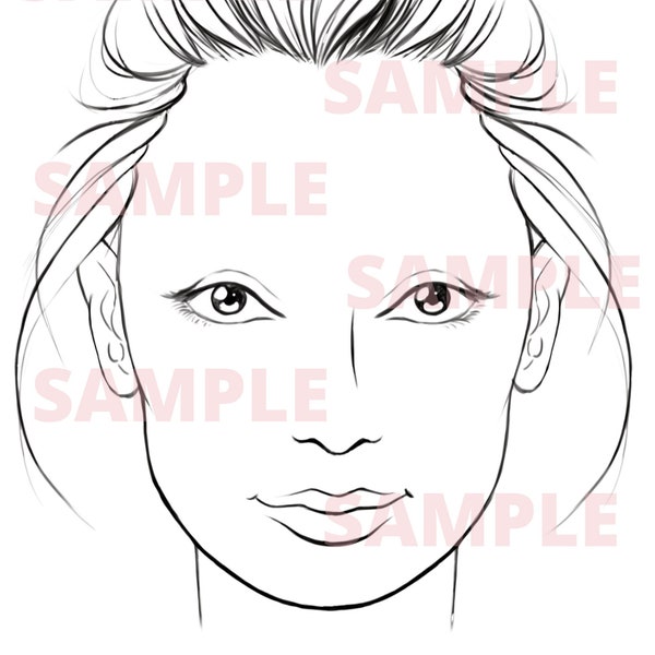 Face Chart with NO EYEBROWS PDF Template Digital Download Microblading Template Brow Shaping