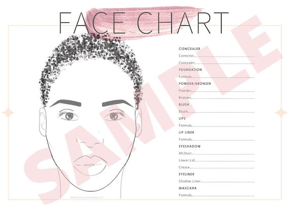 Face Chart PDF Template Digital Download Dark Skin - Etsy Norway