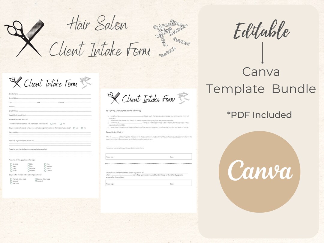 Hair Salon Client Intake Form Canva Template PDF Editable Hair Stylist Hair Salon Client Intake Form Canva Template PDF Editable Hair Stylist