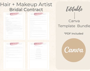 Hair And Makeup Artist Wedding Contract PDF Editable Canva Template