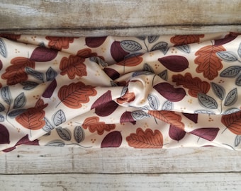 Fall Leaves Knotted Turban Headband, Soft Stretchy Fabric