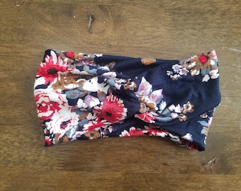 Floral Twisted Headband: Soft Stretchy Knotted Turban