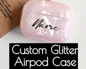 Glitter Custom Airpods Case, Personalized Airpods Name Personalised Cover Suits First Gen| Second Gen | Professional edition |