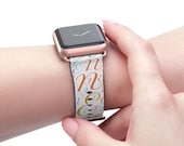 Personalized Name Letters Faux Leather Watch Band 38mm/40mm, 42mm/44mm