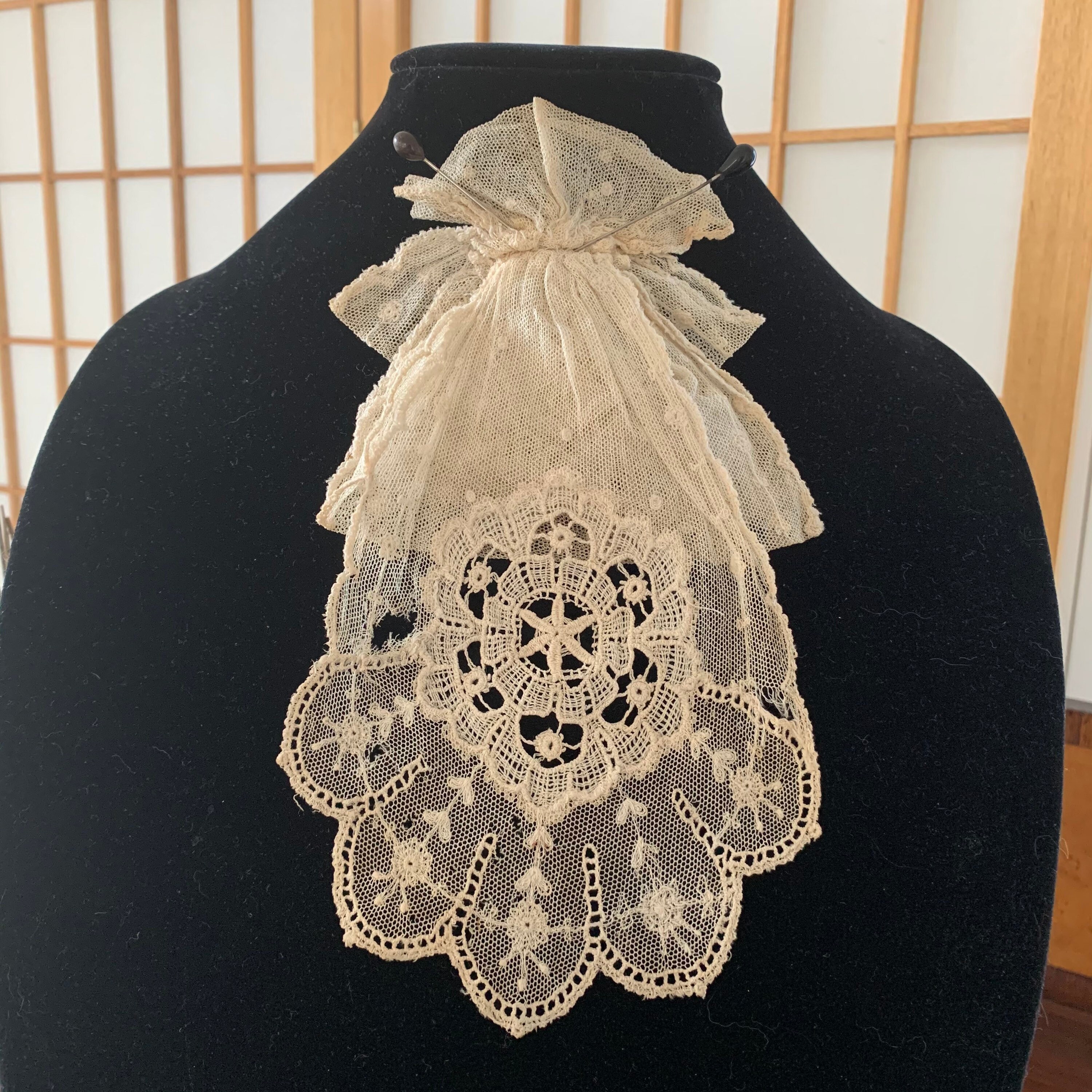 Victorian Handmade Lace Jabot Made From an Alencon Ground With Etsy