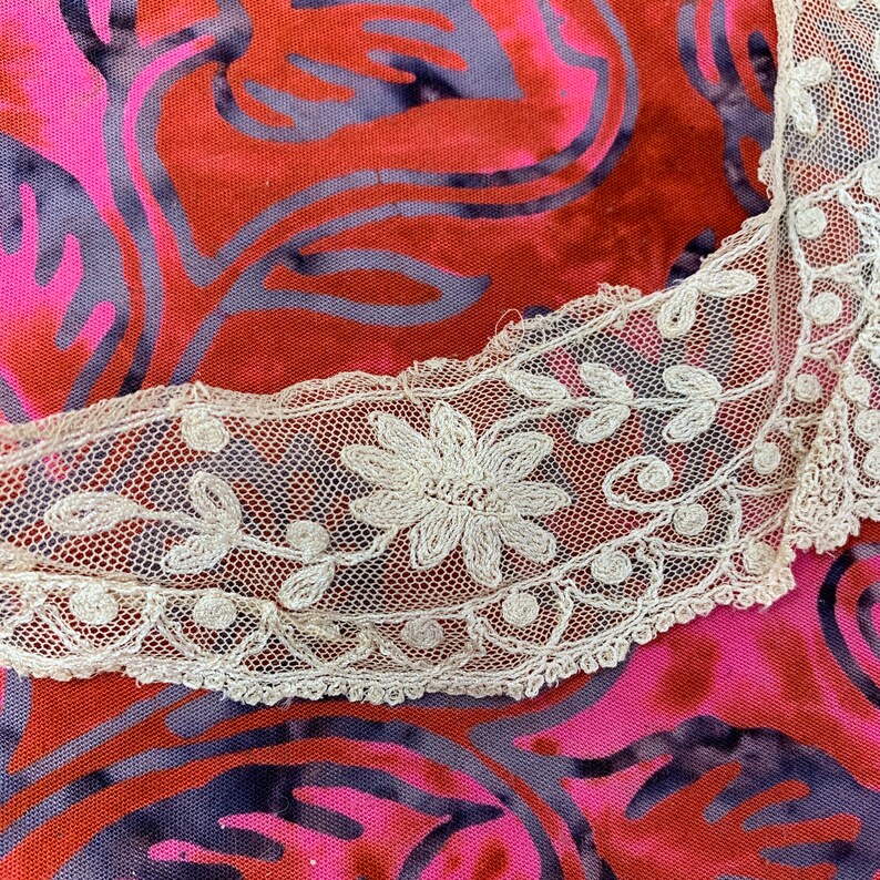 Antique Tambour Lace Collar With Tie. Edwardian Era. Hand Sewn Etsy