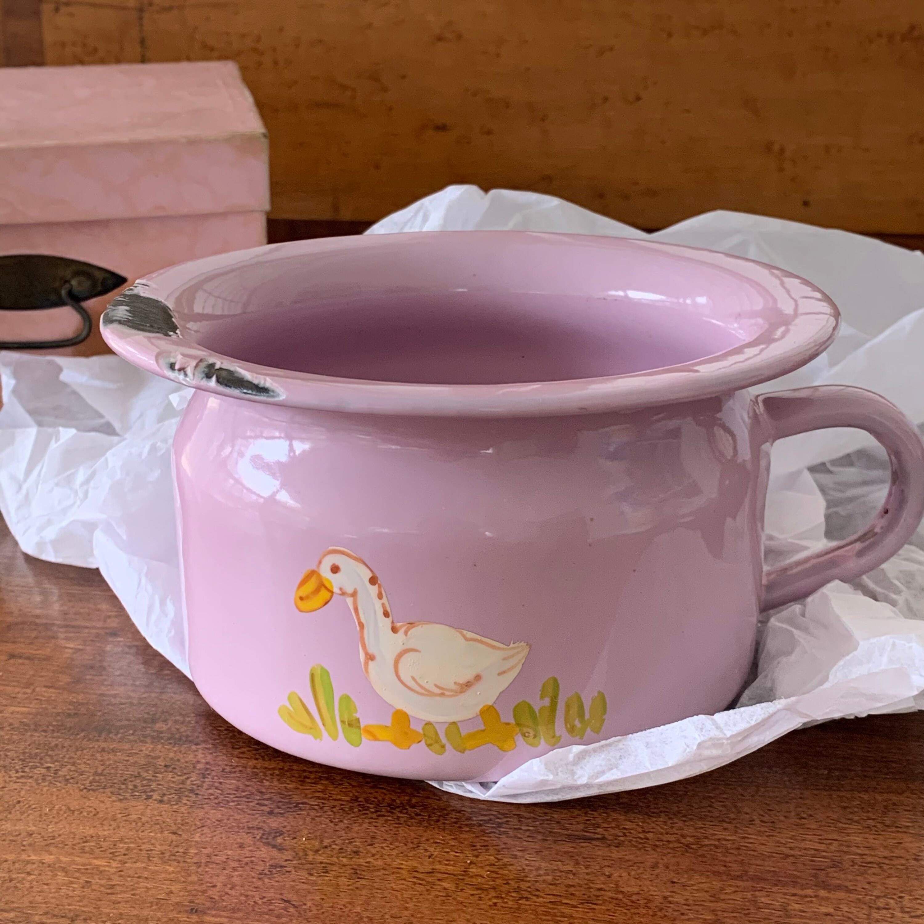 Antique pink childs chamber pot / pee pot handpainted Etsy