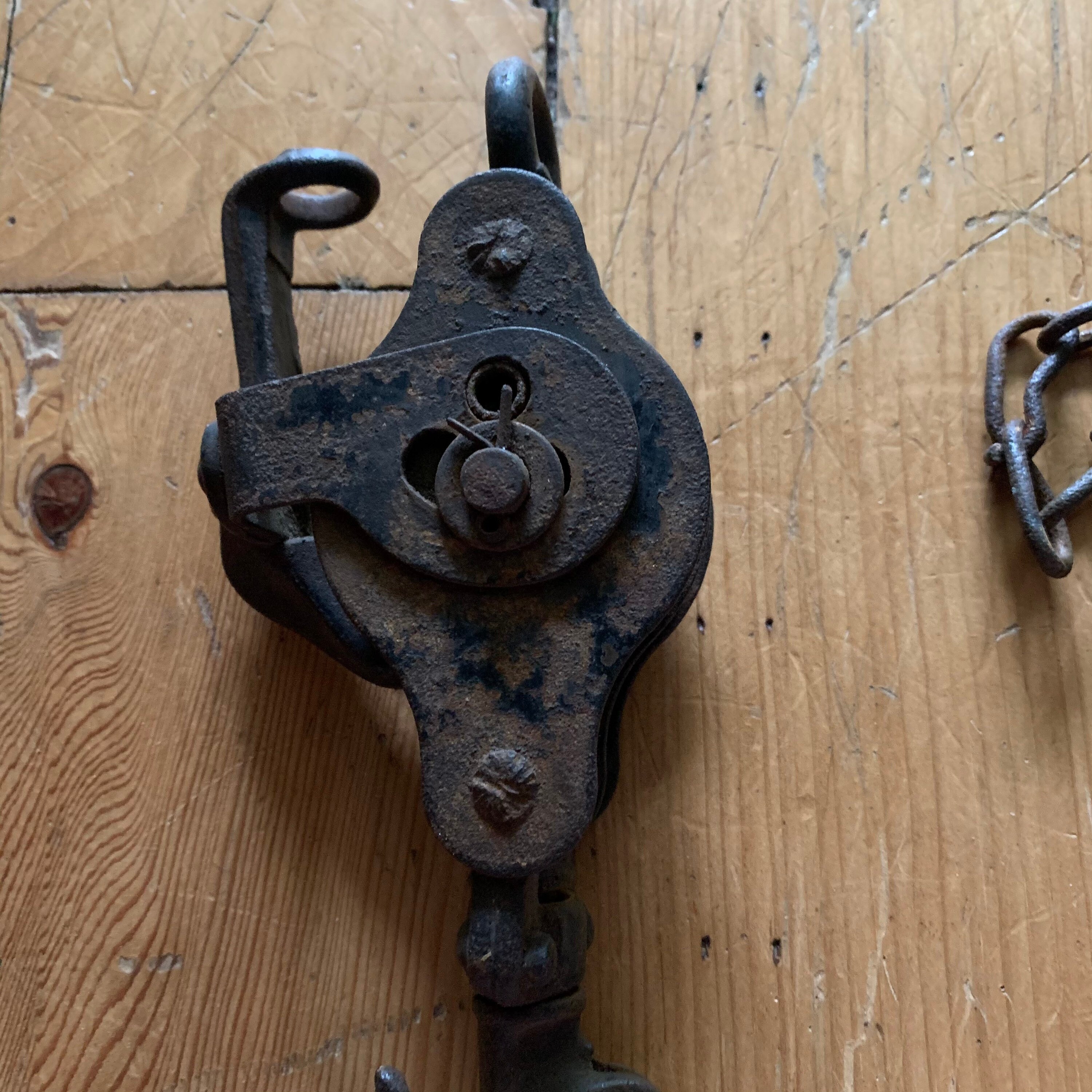 Antique Block and Tackle Cast Iron Double Wheeled Pulley Etsy