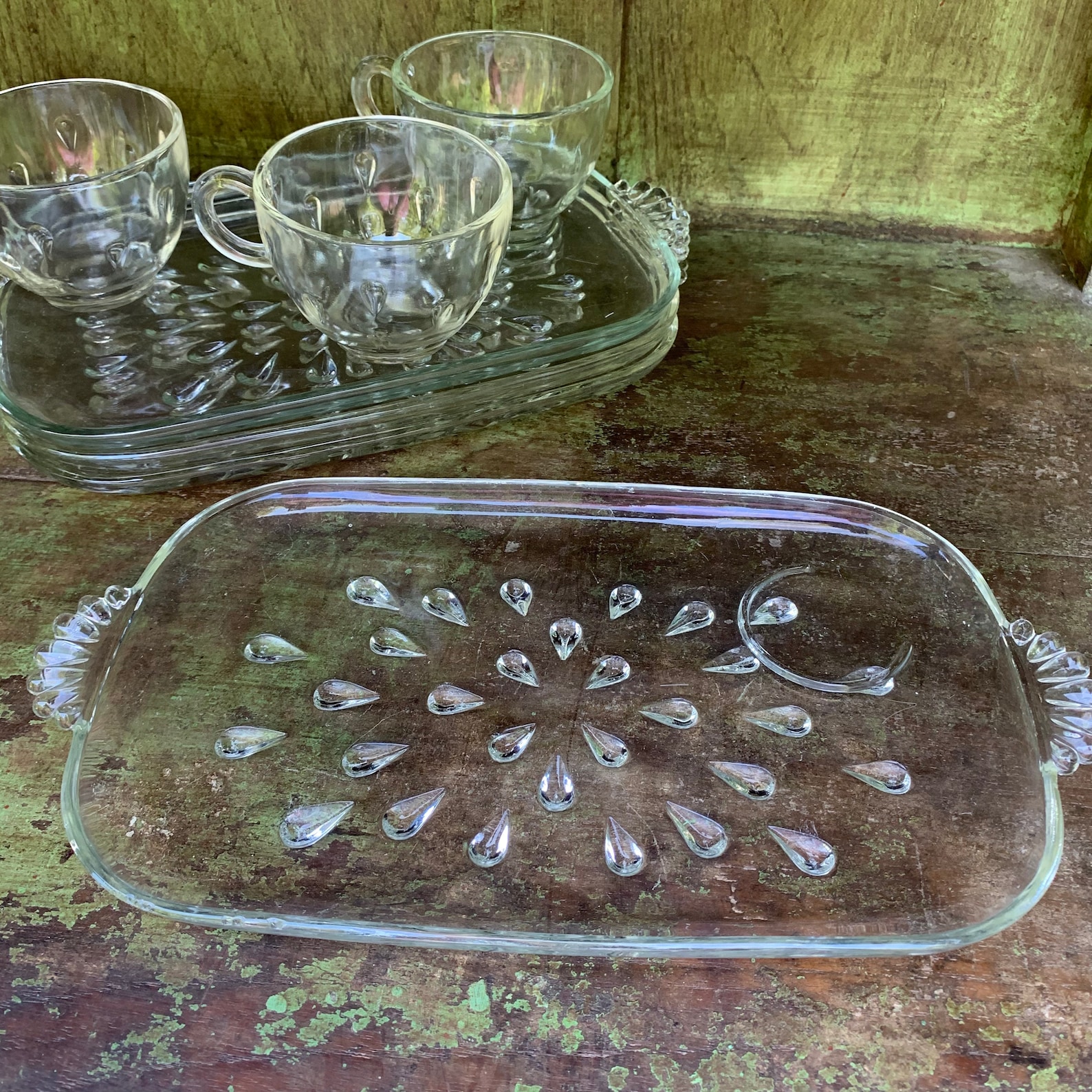 Vintage Federal Glass Co. Snack Set set of 4 in their Etsy