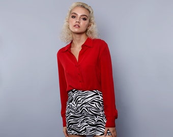 80's Red Blouse