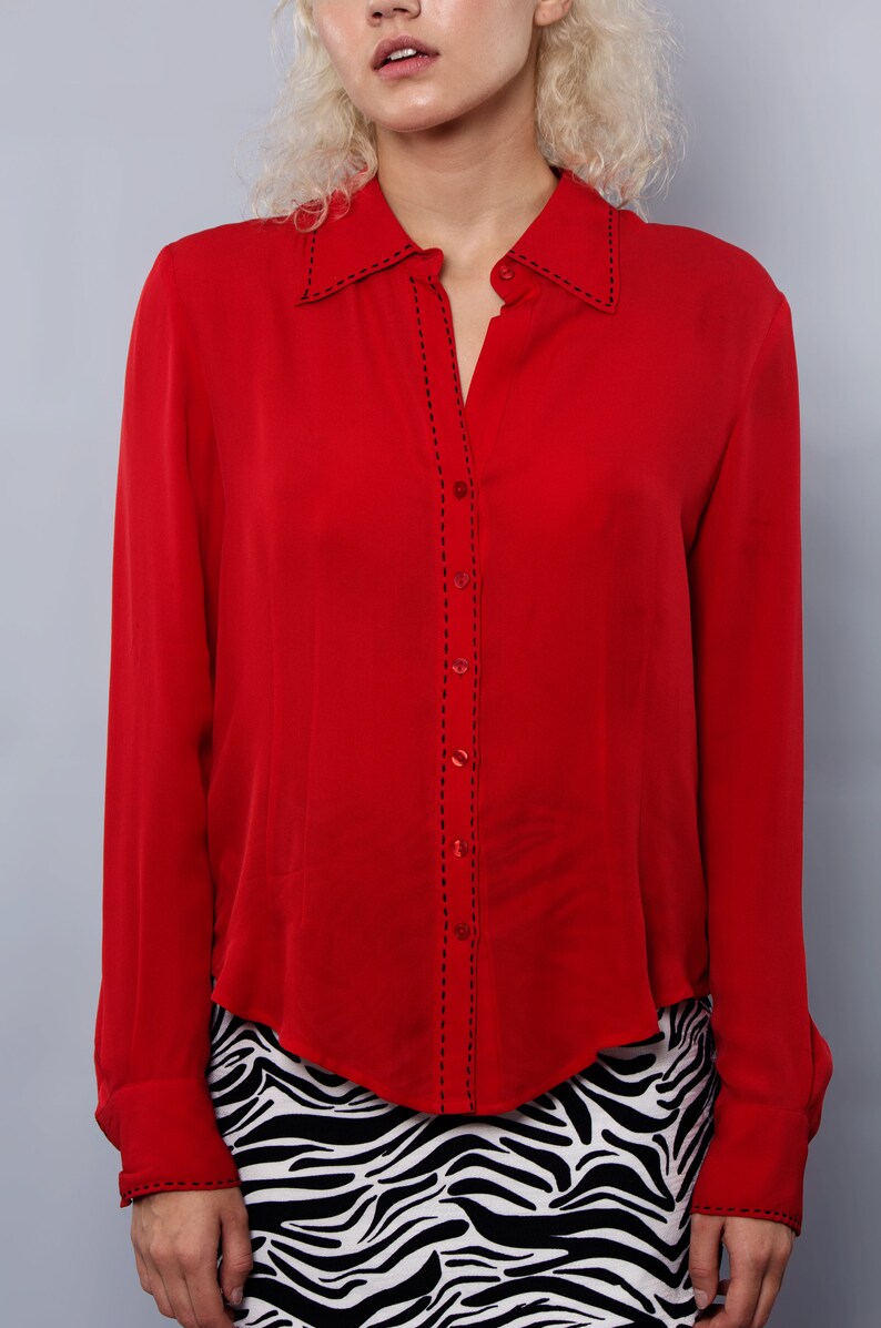 80's Red Blouse image 2