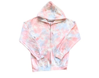 Tie-Dye Sweatshirt | Crewneck, Hoodie or Zip-Hoodie Sweatshirt | Peach & Ice Blue