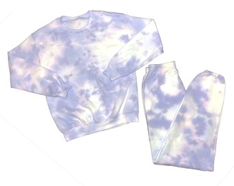 Lilac Tie Dye Travel/Lounge Set | Tie Dye Set | Tie Dye Sweatshirt | Tie Dye Hoodie | Tie Dye Sweats | Tie Dye Sweatsuit