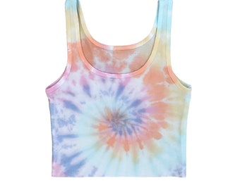 Rainbow Spiral Ribbed Crop Top | Tie Dye Crop Top | Ribbed Crop Top | Tie Dye Ribbed Tank | Cotton Tank | Soft Tank | Tie Dye Tank Top