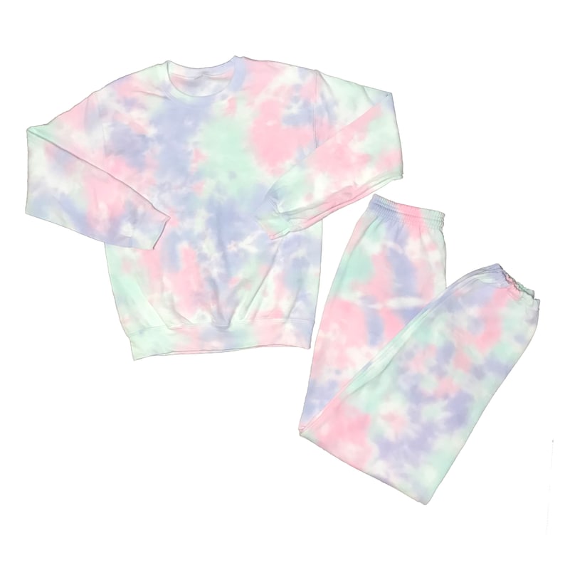 LoTide Tie Dye Travel/Lounge Set Tie Dye Sweatsuit with Matching Hand Dyed Tie Dye Crewneck and Tie Dye Sweatpants, Pastel Tie Dye Set image 2