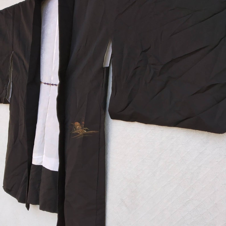 vintage kimono haori Japanese beautiful flower design silk fabric short kimono kimono coat