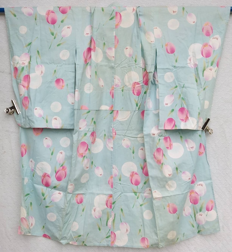 vintage kimono haori beautiful flower long kimono cotton fabric